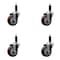 Service Caster 3.5'' Maroon Poly Wheel Swivel 1'' Expanding Stem Caster Set, 4PK SCC-EX20S3514-PPUB-MRN-1-4 - alternate 1